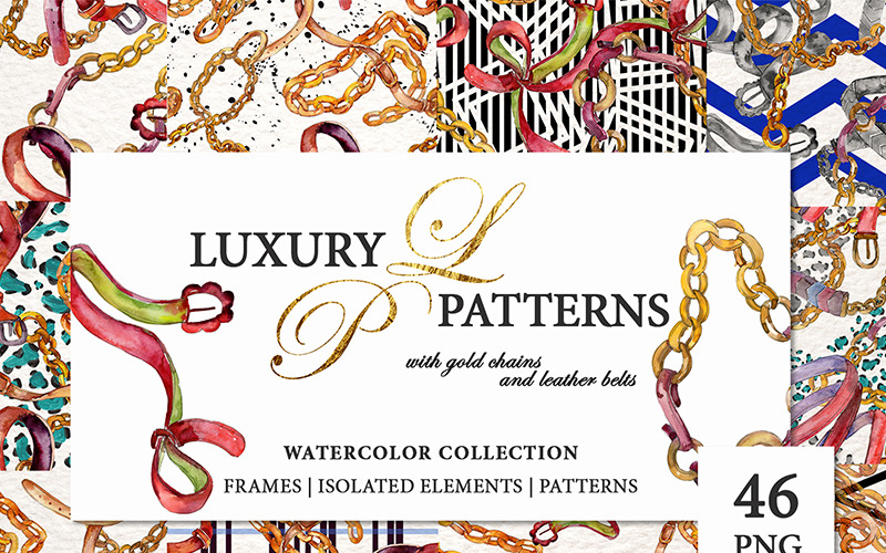 Download Иллюстрация "Gold Chains and Leather Belts  Watercolor png - Illustration" / Gold Chains and Leather Belts  Watercolor png - Illustration - Иллюстрация на тему графика gold chains and leather belts watercolor png