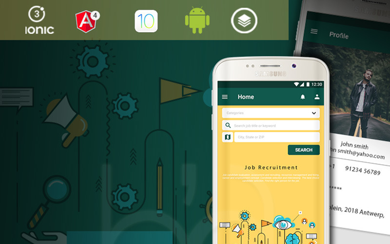 Download Шаблон для приложения "Jobs App Template" / Jobs App Template - Адаптивный Шаблон для приложения на тему бизнес услуги ionic theme themes template app-template angular ionic3 job jobs carrer cv service