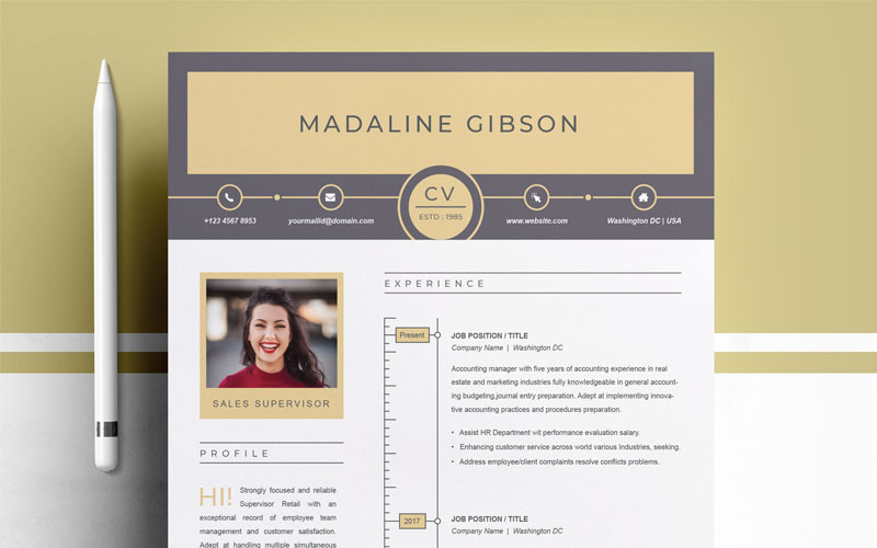 Modèle de CV Madaline Gibson
