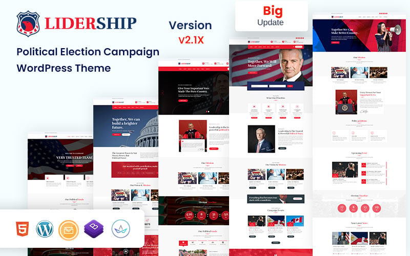 Tema WordPress per la politica, le campagne elettorali e i candidati di partito.