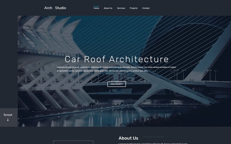 PSD-Vorlage für Arch Studio One Page Architecture