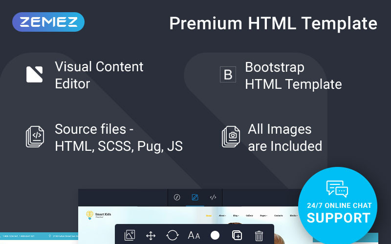Smart Kids - Barncenter Färdigt att använda kreativ HTML-webbplatsmall