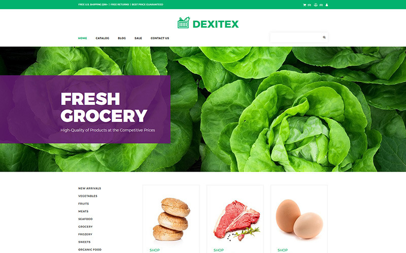 Dexitex - Modèle de commerce électronique MotoCMS pour une épicerie pratique