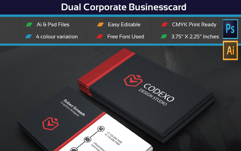 Download Фирменный стиль "Dual Businesscard - Corporate Identity Template" / Dual Businesscard - Corporate Identity Template - Фирменный стиль на тему графика business card businesscard minimal corporate creative office editable stationary blue red green orange identity brandstationary graphics graphicdesign template template modern
