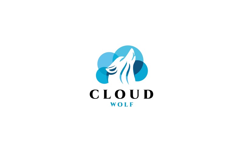 Modèle de logo Cloud Wolf