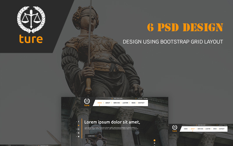 Download PSD шаблон "Ture - Multipurpose Law PSD Template" / Ture - Multipurpose Law PSD Template - PSD шаблон на тему графика law lawyer lawyers advocate advocacy bureau agency firm rules case affair practice client constitution service work theme template psd photoshop