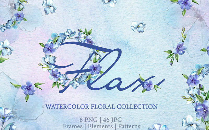 Flax Blue Watercolor Png - Ilustração