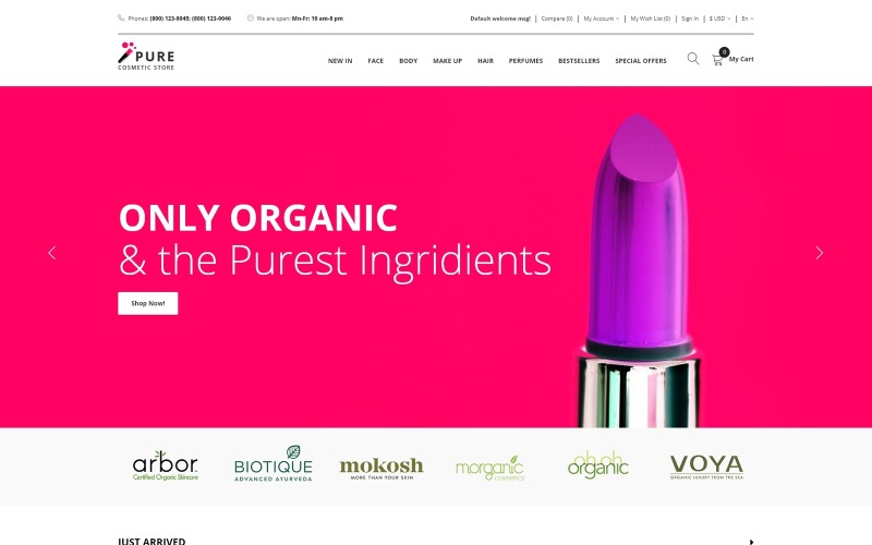 Pure - Beauty Supply Чистий шаблон OpenCart
