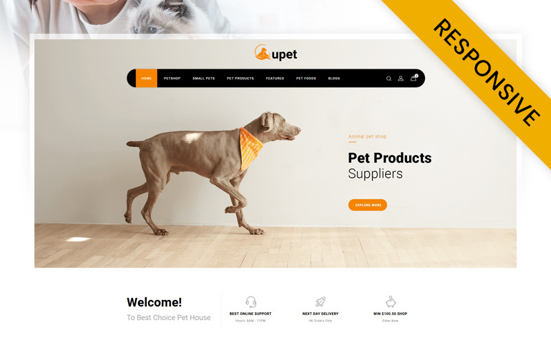 шаблон opencart upet pets store