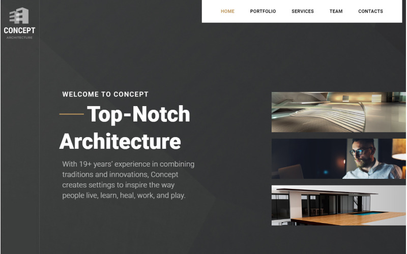 Concepto - Arquitectura HTML Creativo Bootstrap Plantilla de página de destino