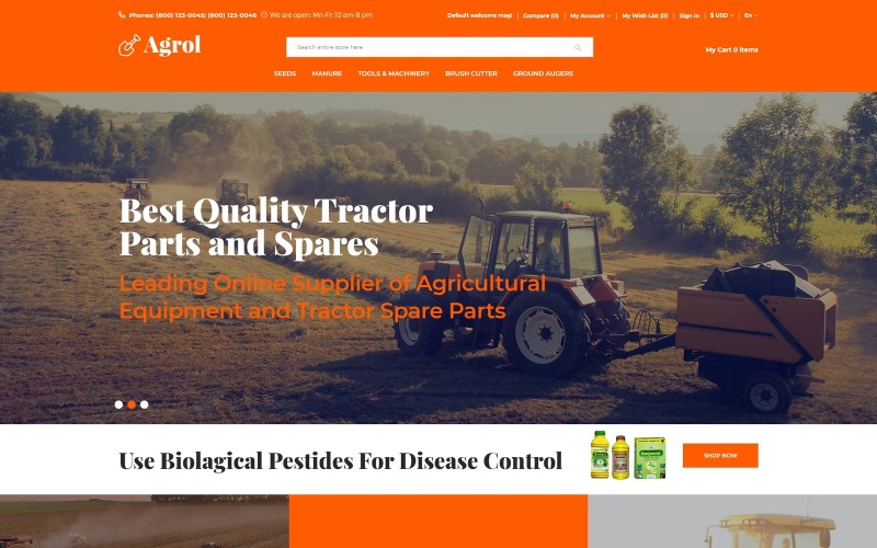 Agrol - Сільськогосподарський креативний шаблон OpenCart