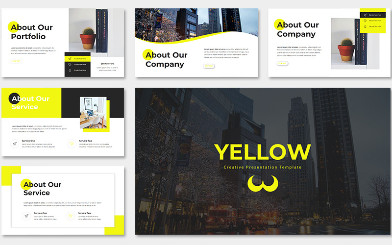Gul kreativ PowerPoint-mall