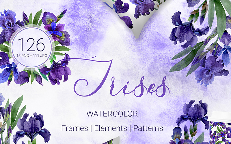 Irises Gentle Watercolor png - Ilustração