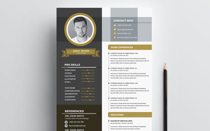 Download Резюме "John Smith CV - Resume Template" / John Smith CV - Resume Template - Резюме на тему графика clean resume cover letter creative curriculum vitae cv design template free illustrator eps mac page mac pages microsoft word modern