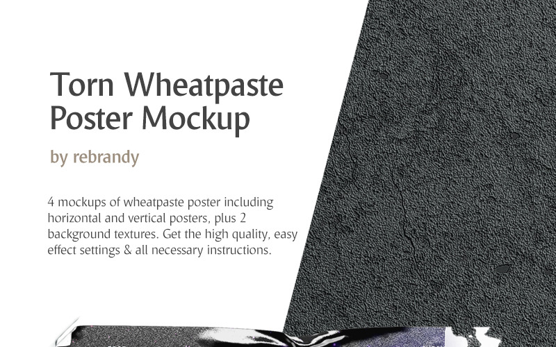 Download Мокап для продукта "Torn Wheatpaste Poster product mockup" / Torn Wheatpaste Poster product mockup - Мокап для продукта на тему графика poster wheatpaste mockup psd download paper propaganda signage billboard crumpled affiche placard canvas adhesive a3 theater movie torn old mokcup