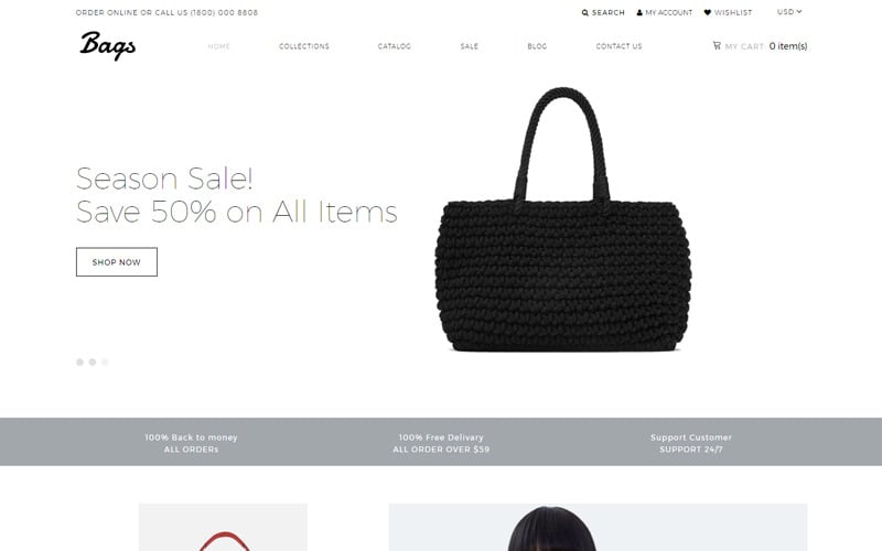 Borse - Tema Shopify pulito per negozio di moda