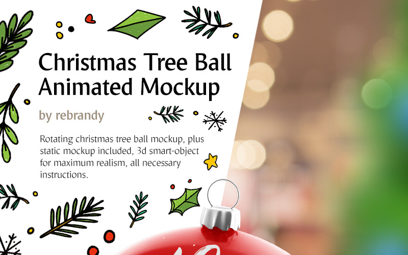 Christmas Tree Ball Animated Product Mockup