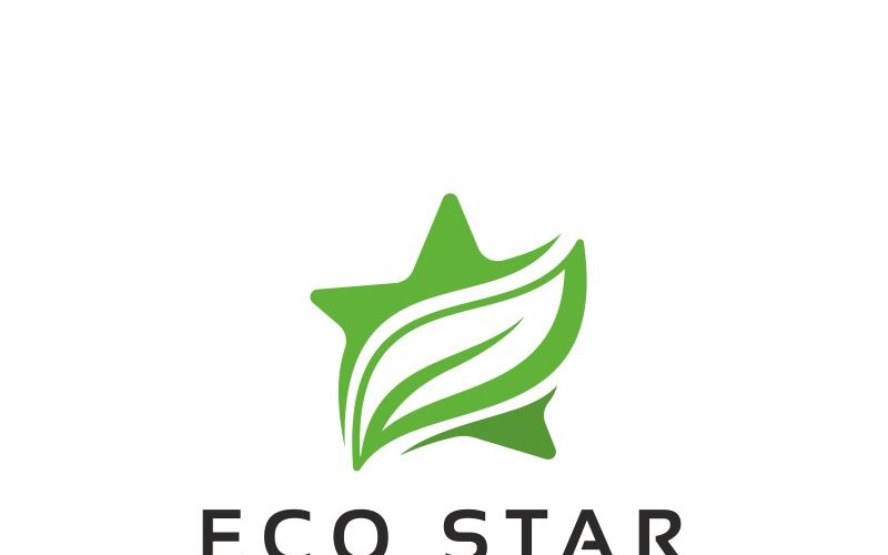 Download Шаблон логотипа "Eco Star Logo Template" / Eco Star Logo Template - Шаблон логотипа на тему графика ai business clean clear company corporate eco green star icon label leaf logo media planet print ready project retina shape