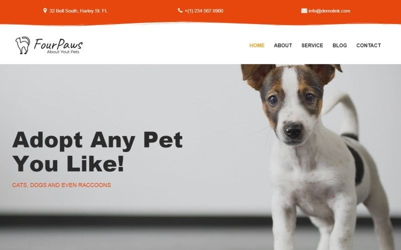 Four Paws - многоцелевая классическая тема WordPress Elementor для домашних животных