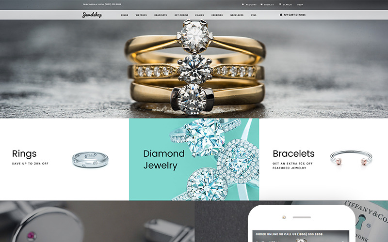 JewelShop - Tema elegante do Shopify de acessórios