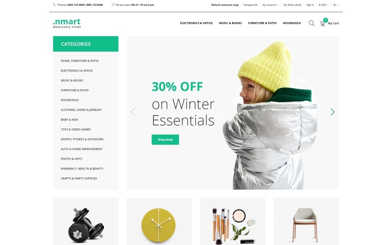 .nmart - Modello OpenCart pulito all'ingrosso