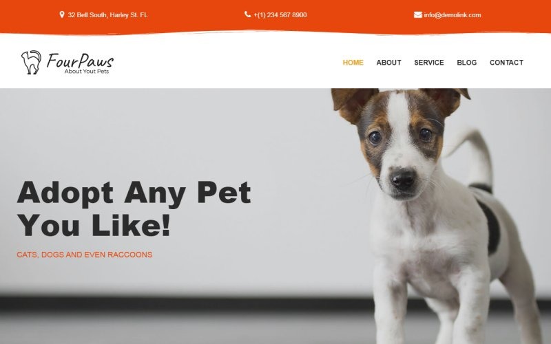 Quatro patas - Tema WordPress Elementor clássico multiuso para serviços de animais de estimação