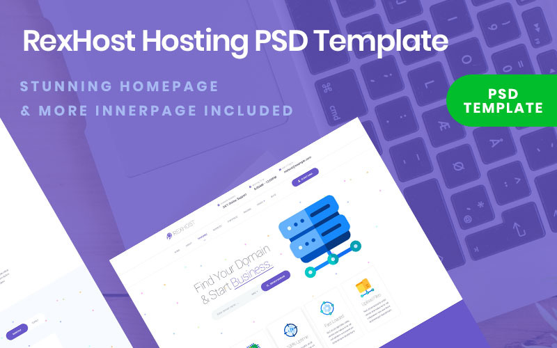 Download PSD шаблон "Rexhost Hosting PSD Template" / Rexhost Hosting PSD Template - PSD шаблон на тему хостинг hosting psd template isometric