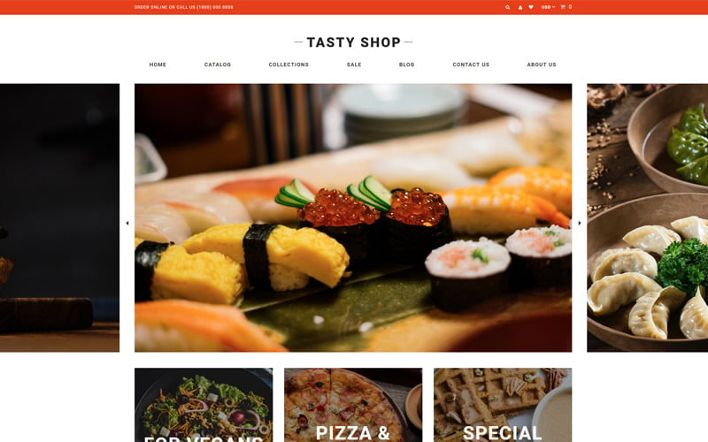 Tasty Shop - Food & Restaurant Clean Shopify Teması
