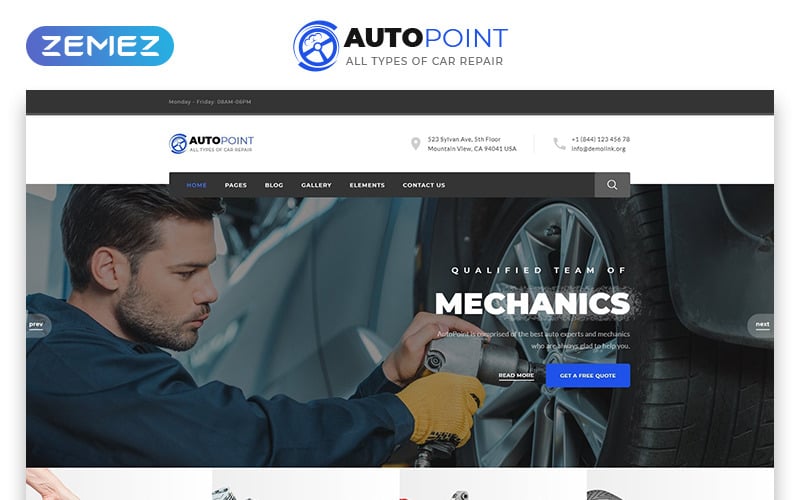 Autopoint - bilreparation flersidig kreativ HTML-webbplatsmall
