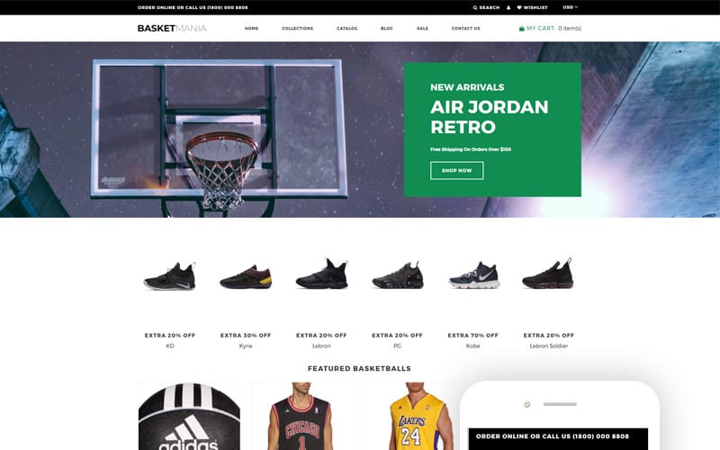 Basketmania - Многостраничная баскетбольная тема Clean Shopify