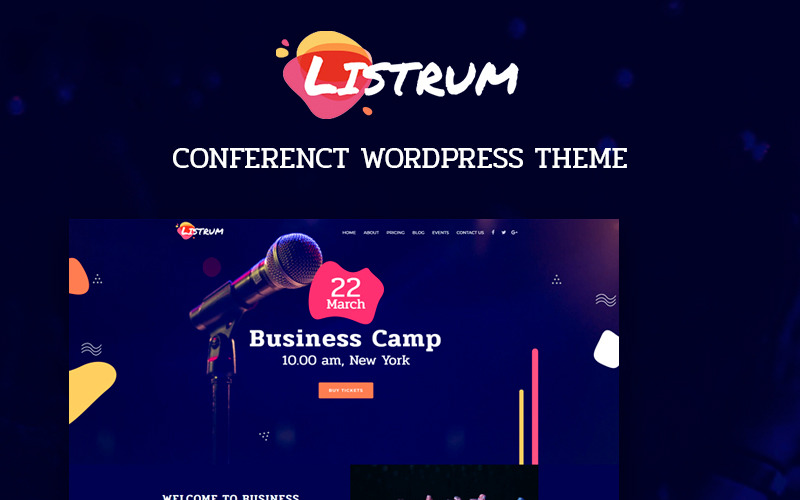 Listrum - Konferencia egyoldalas animált WordPress Elementor téma