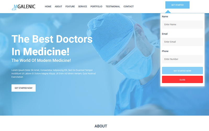 mgalenic шаблон целевой страницы