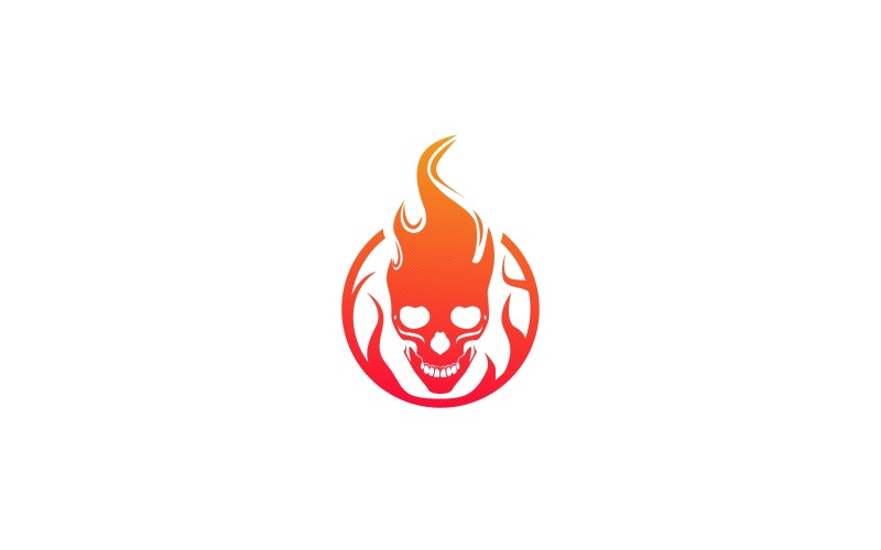 Modello di logo del fuoco del cranio