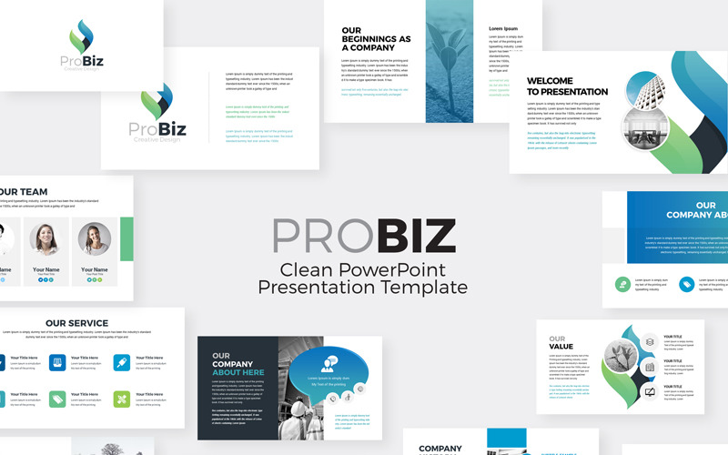 Modelo de PowerPoint de apresentação de negócios da Probiz