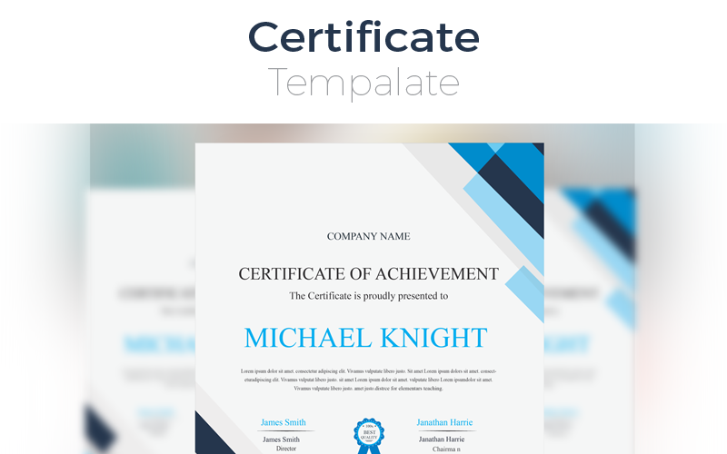 Šablona moderního certifikátu společnosti Michael Knight