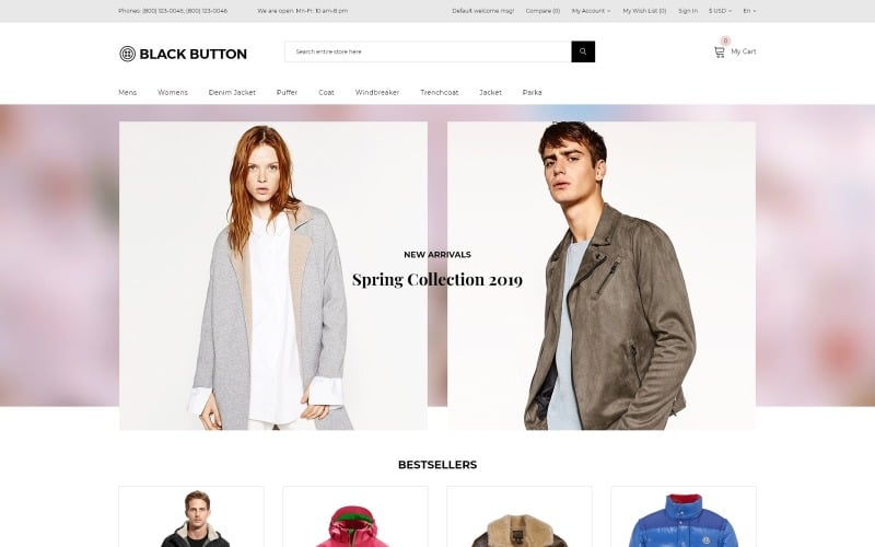 Siyah Düğme - Moda Mağazası Zarif OpenCart Şablonu
