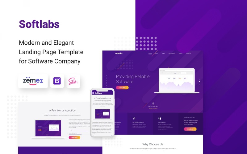 софтверная компания creative html bootstrap landing page template