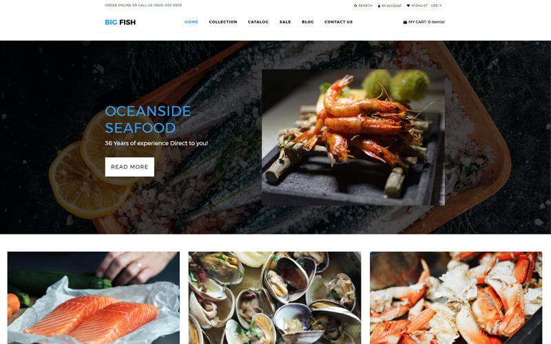Big Fish - Seafood Restaurant Bright Shopify Theme