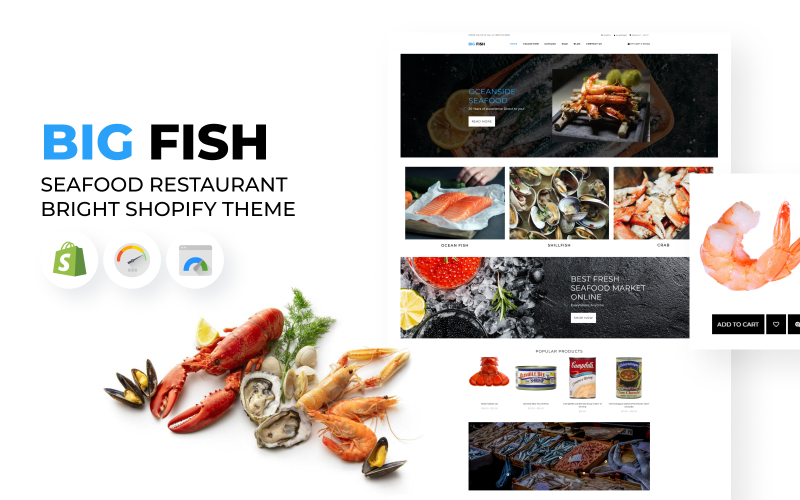 Big Fish - Skaldjursrestaurang Ljust Shopify-tema