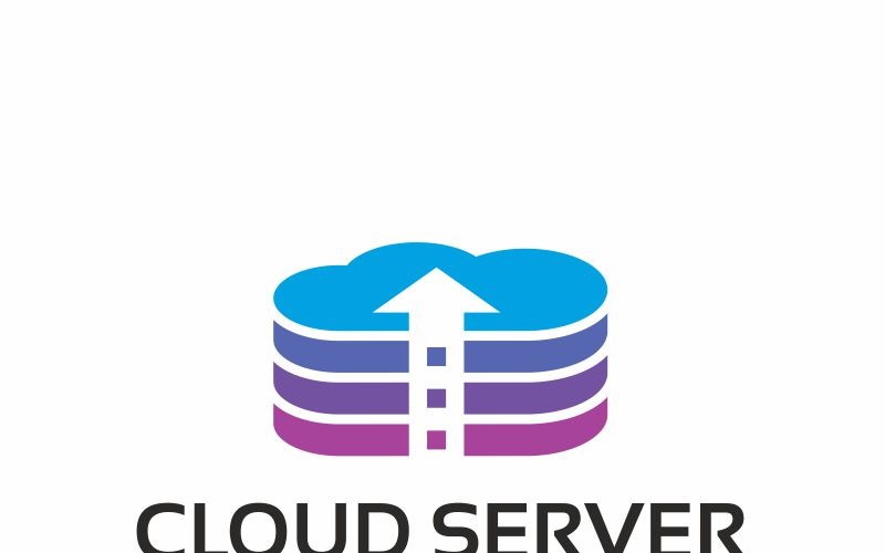 Download Шаблон логотипа "Cloud Server Logo Template" / Cloud Server Logo Template - Шаблон логотипа на тему графика blue cloud computing host hosting up upload download network server service sky smart objects