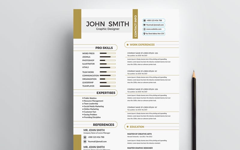 Download Резюме "John Smith Resume Template" / John Smith Resume Template - Резюме на тему графика clean resume cover letter creative curriculum vitae cv design template free illustrator eps mac page mac pages microsoft word modern