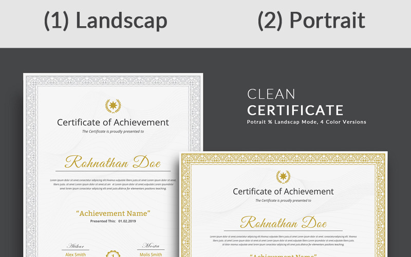 Modello di certificato pulito e professionale