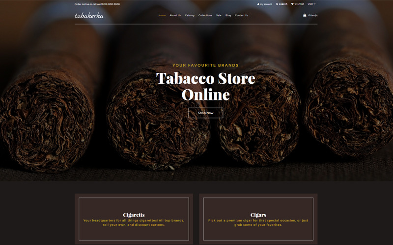 Tabakerka - tabákové vícestránkové téma Clean Shopify