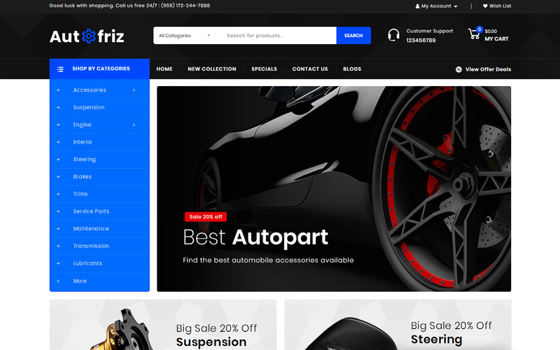 шаблон магазина автозапчастей opencart