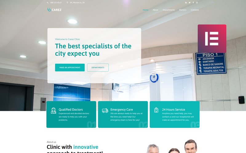 Carez - Tema de Elementor para WordPress limpio multipropósito de servicios médicos