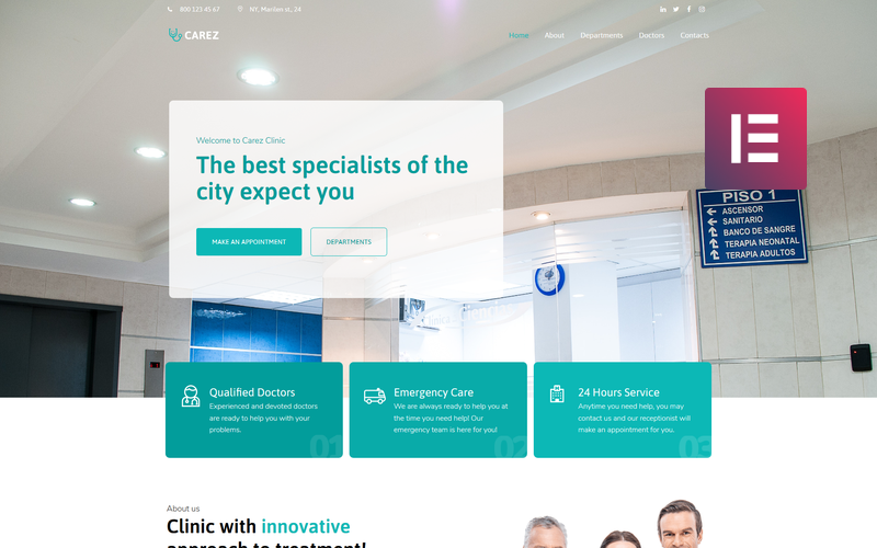 Carez - Tema Elementor WordPress pulito multiuso per servizi medici