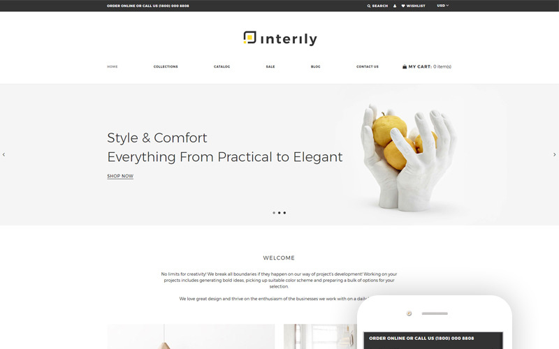 Interily - Tema Shopify multipagina elegante per interni e mobili