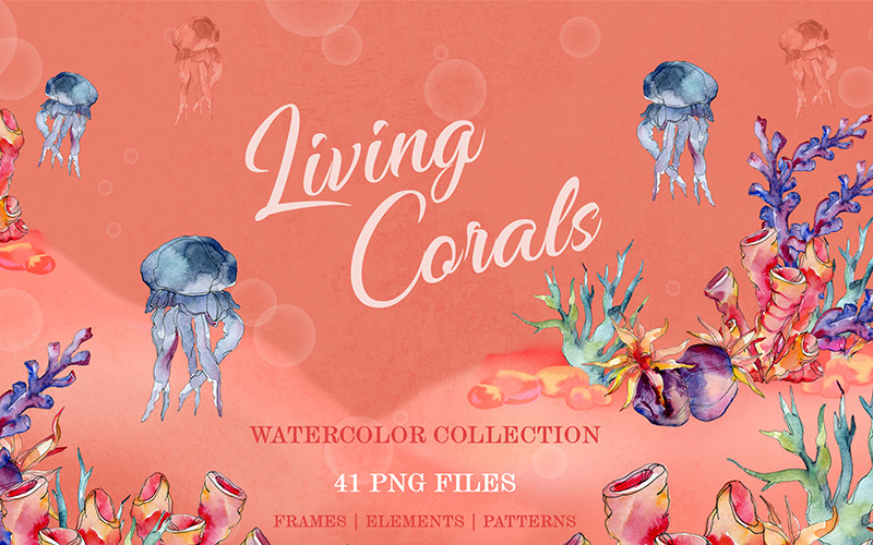 Aquarelle de coraux vivants png - Illustration
