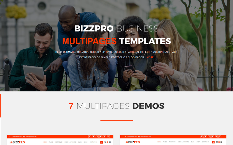 Bizzpro - Zakelijke Joomla-sjabloon met meerdere pagina's
