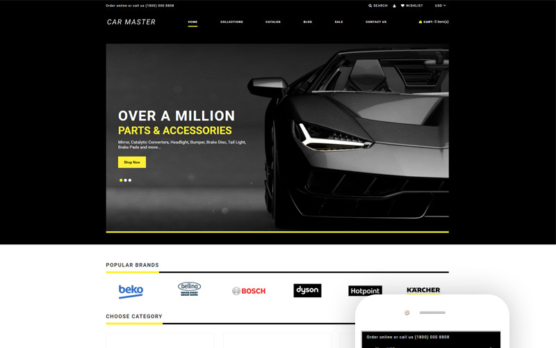 Car Master - Tema Shopify creativo multipagina per ricambi auto